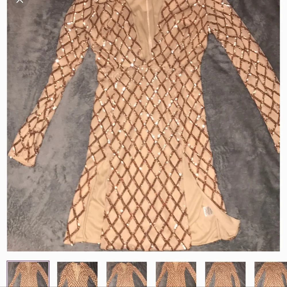 Gorgeous gold nude sequined mini dress nwot !! Never worn by me. - Picture 4 of 4